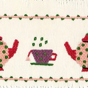 Smocked Teapot Inset: Ready-to-Use Girl Smocking (12x3”)