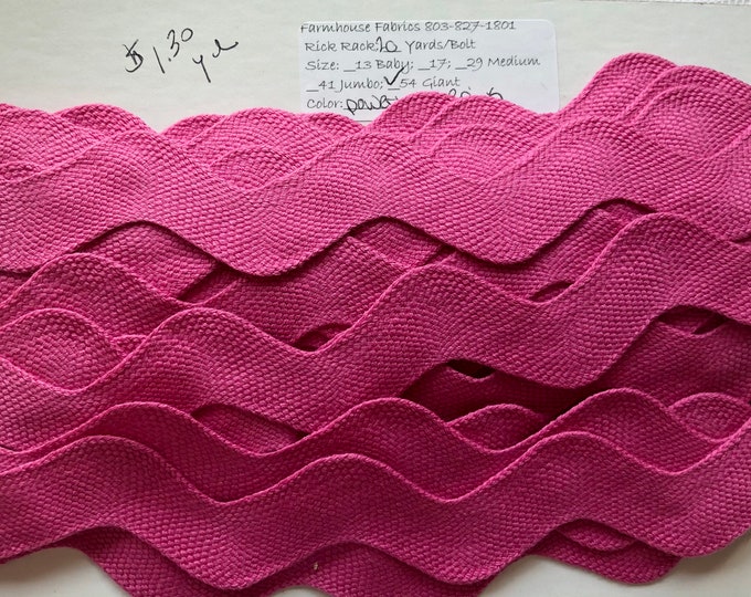 Farmhouse Fabrics Jumbo Rick Rack by the Yardwhite or Powerhouse Pink