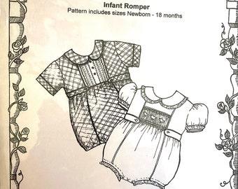 Daniel Sewing Pattern by Primrose Lane, Infant Romper Sewing Pattern, size Newborn to 18 months, Smocked Romper Pattern for Baby