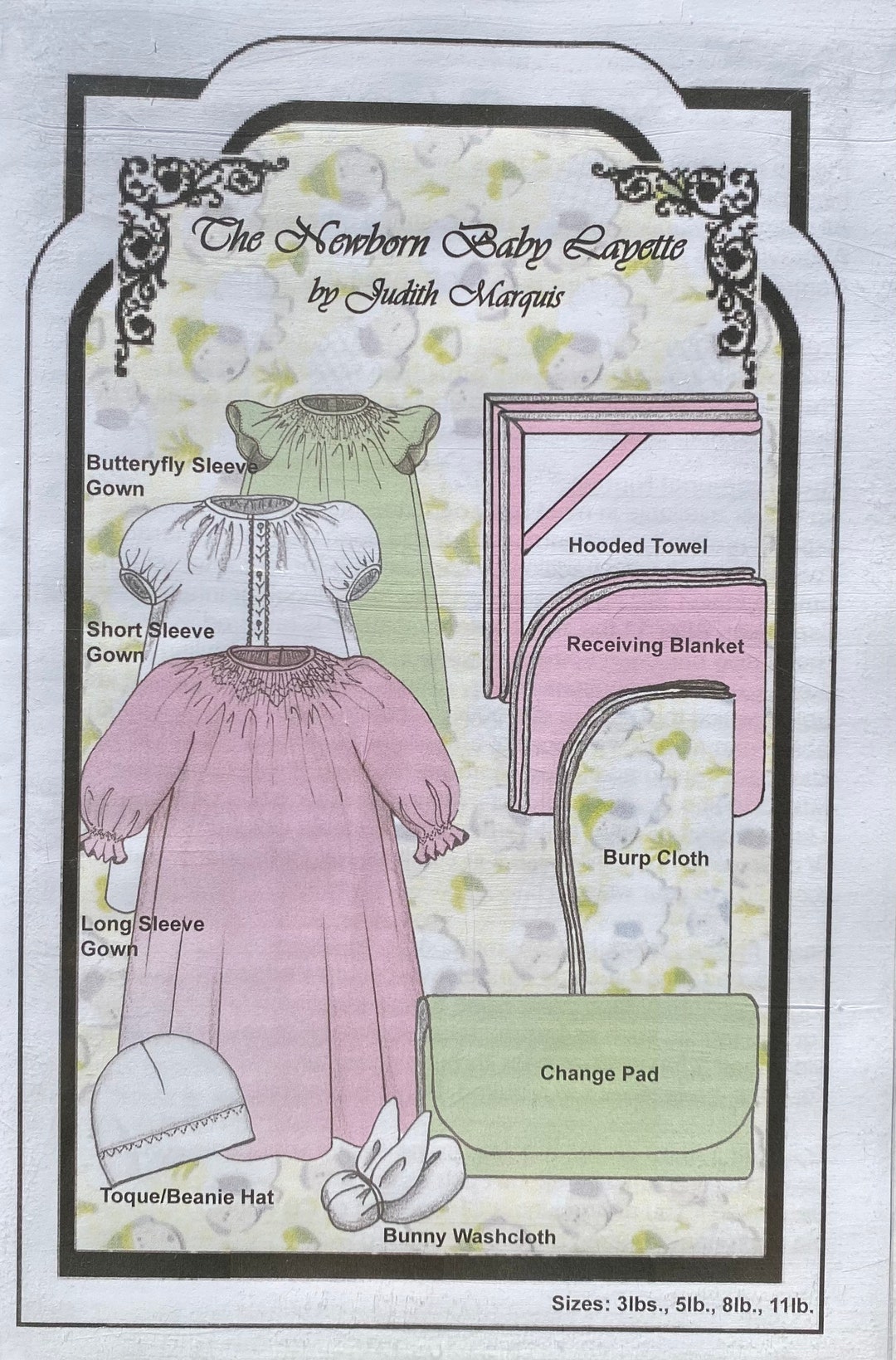 Baby Layette Sewing Pattern, the Newborn Baby Layette Pattern, Judith ...