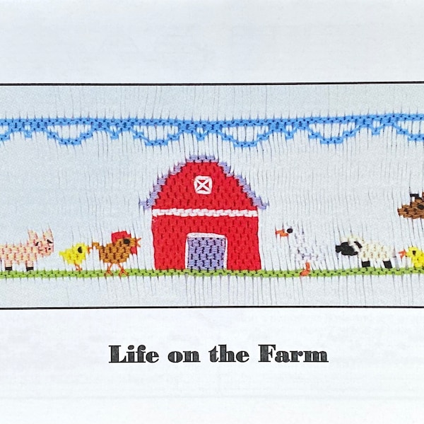 Life on the Farm Smocking Plate by Crosseyed Cricket, Farm Smocking, Farm Animal Smocking, Barnyard Smocking