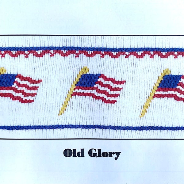 Old Glory  Smocking Plate by Crosseyed Cricket, American Flag Smocking, Patriotic Smocking