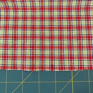Fabric Finders Christmas Plaid Twill Fabric by the yard, Red and Lime Green Fabric, Cotton Christmas Fabric