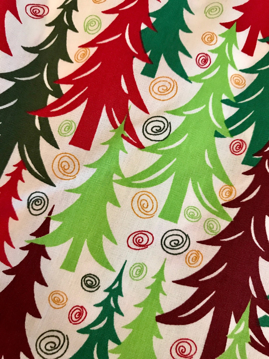 Fabric Finders Christmas Trees Fabric by the Yard, Red and Green