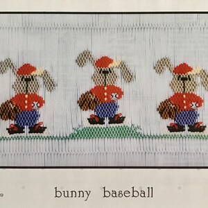 Little Memories Smocking plate &quot;bunny baseball&quot;, Baseball Smocking