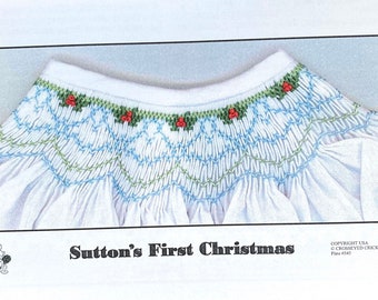 Smocking Plate by Crosseyed Cricket “ Sutton’s First Christmas “, Christmas Bishop, Christmas Smocking