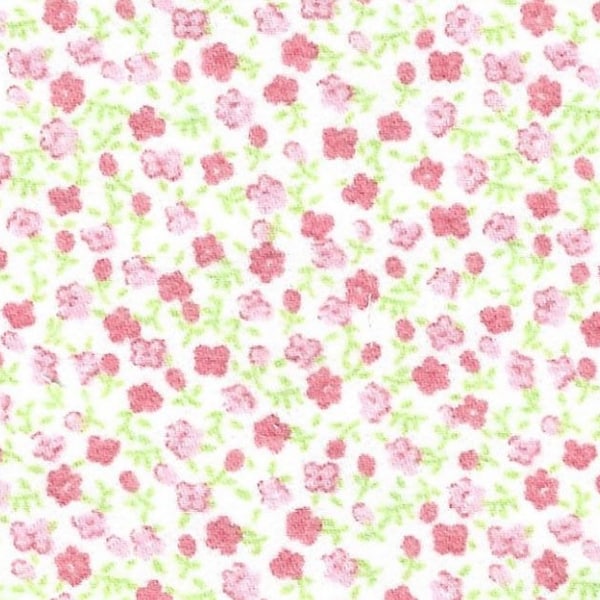 Pink and Green Floral Cotton Challis Fabric, Fabric Finders, sold by the yard #2421, Cotton Challis Floral Fabric, Girl Fabric