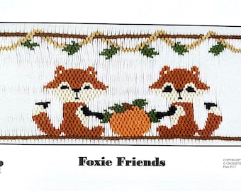 Smocking plate by Crosseyed Crickets "Foxie Friends”