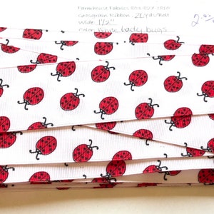 Grosgrain Ribbon, Ladybug Ribbon, Ribbon by the yard
