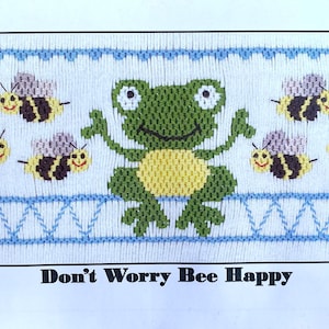 Don’t Worry Bee Happy Smocking Plate by Crosseyed Cricket, Bee Smocking, Frog Smocking