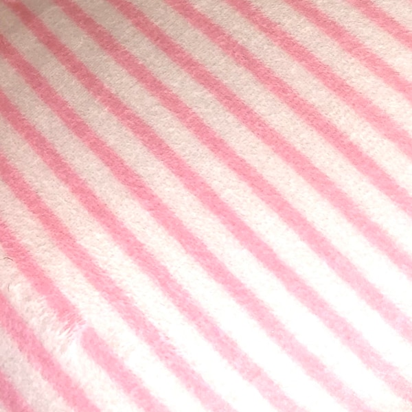 David Textiles Heavenly Plush Prints Stripe Pink- 100% Polyester Fabric Sold by the Yard, baby blanket fabric