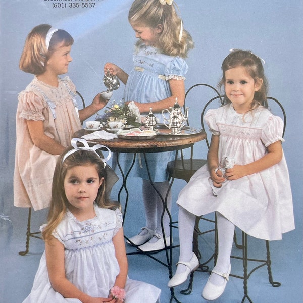 Beaucoup- The Ellen Briggs Party Dress. Classic Basic Yoke Style for smocking and embroidery. Sizes 1-5. Unused.