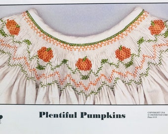 Smocking plate by Crosseyed Cricket Plentiful Pumpkins, Pumpkin Smocking, Fall Smocking Plate