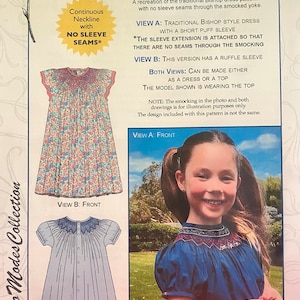 Bishop Pattern, Daisy Sewing Pattern, Meco Modes Smocked Bishop Dress Sewing Pattern, Smocked Dress Pattern, Size 2 to 8 years