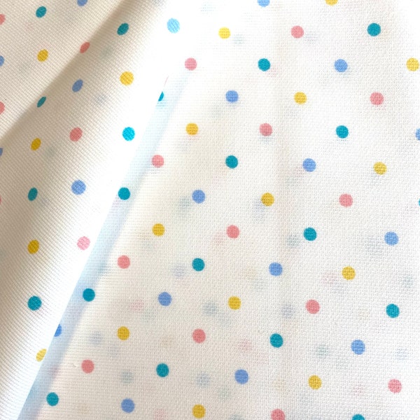 Fabric Finders Pastel Dot on White Pique Fabric by the yard, Spring Fabric, Children's Fabric