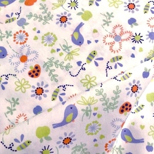 Fabric Finders little birds and flowers fabric in pink or purple