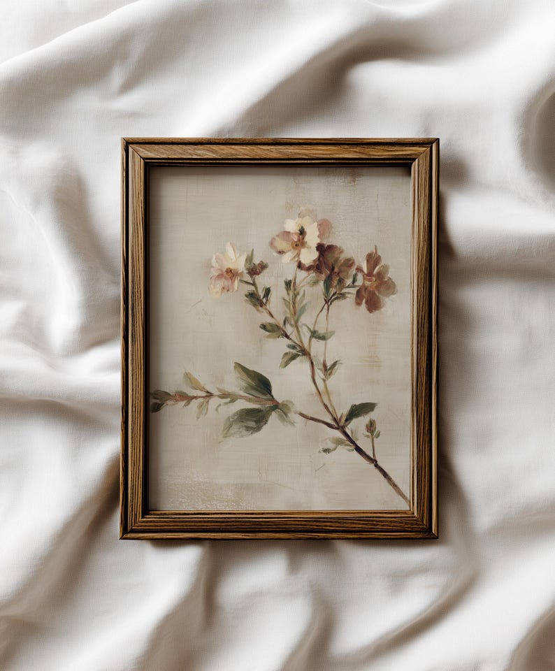 Vintage Wildflower Oil Painting Muted Floral Wall Art Antique vintage-wildflower-oil-painting-muted-floral-wall-art-antique