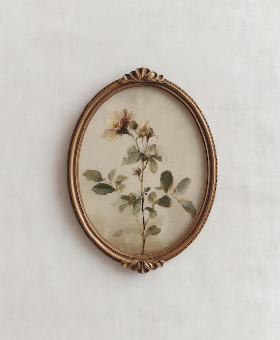 Vintage Wildflower Oil Painting | Muted Floral Wall Art | Neutral Botanical Print | Antique Flower Print | Cottagecore Decor | Digital Art