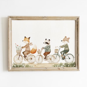 巣の中の鳥の家族の水彩画、森の保育園の鳥のアート、子供部屋用の