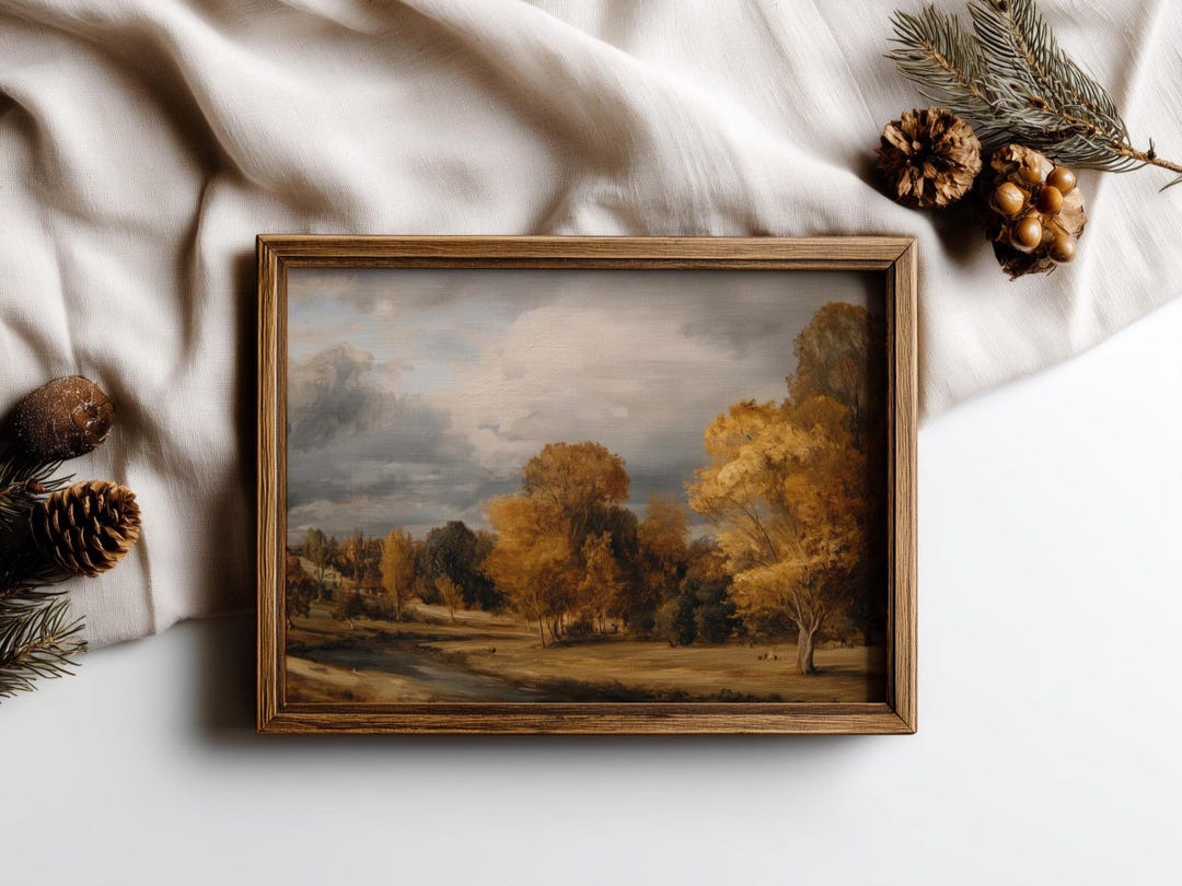 Vintage Autumn Landscape Print | Moody Countryside Oil Painting ...