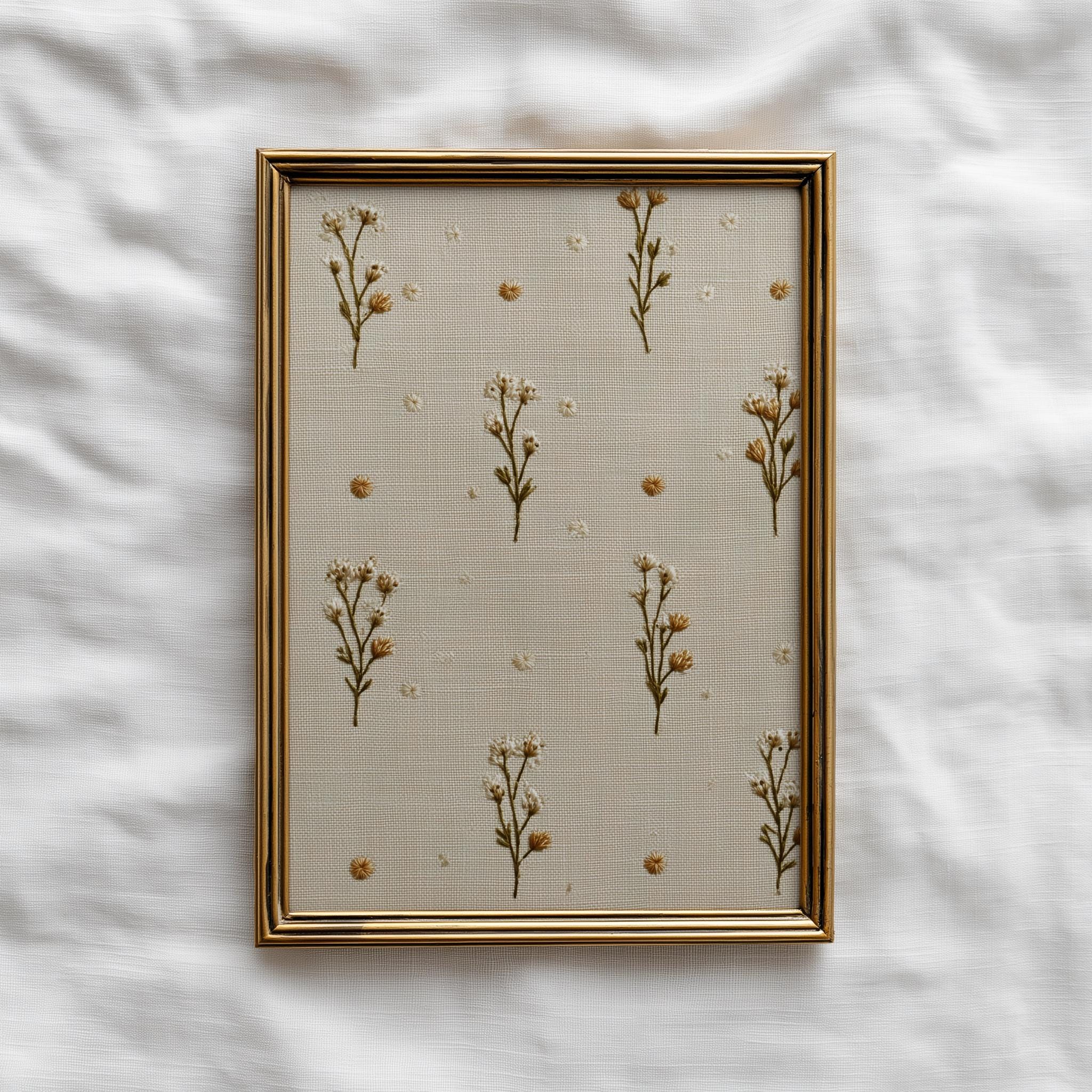 Vintage Embroidery Art Print | Cottagecore Floral Fabric Decor ...