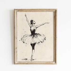 Vintage Ballerina Ink Sketch | Elegant Ballet Dancer Wall Art | Printable Classic Dance Illustration | Classic ballerina decor print