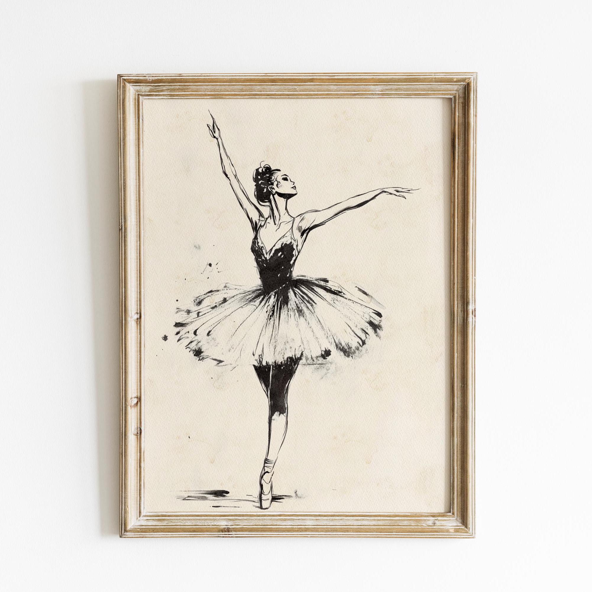 Danza Clásica Las Bailarinas De Elegante Boceto De Tinta De