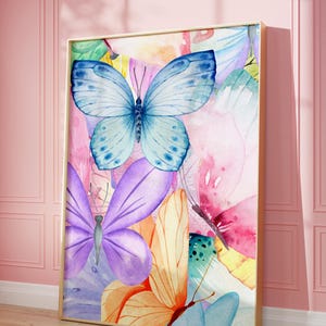 Watercolor Butterfly Wall Art, Colorful Butterfly Print, Nature-Inspired Home Decor, Pastel butterfly print, Nursery print, Digital Download