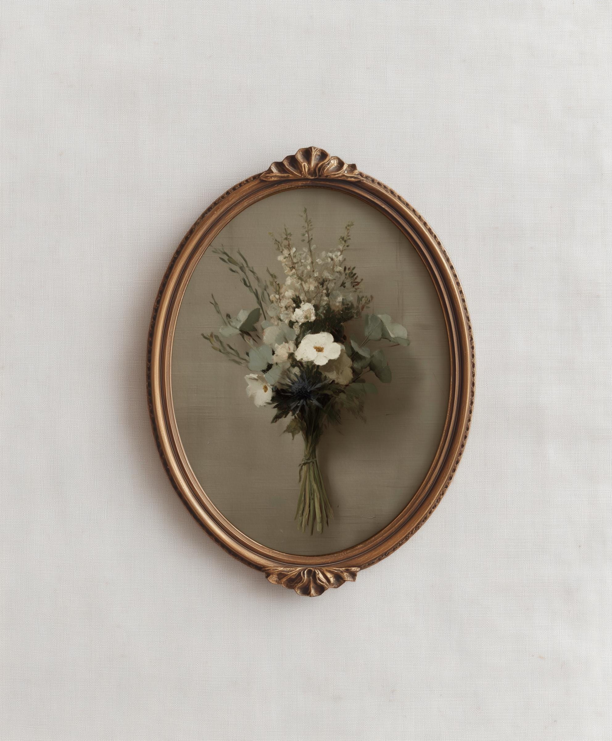Vintage Wildflower Bouquet Oil Painting | Moody Floral Wall Art ...