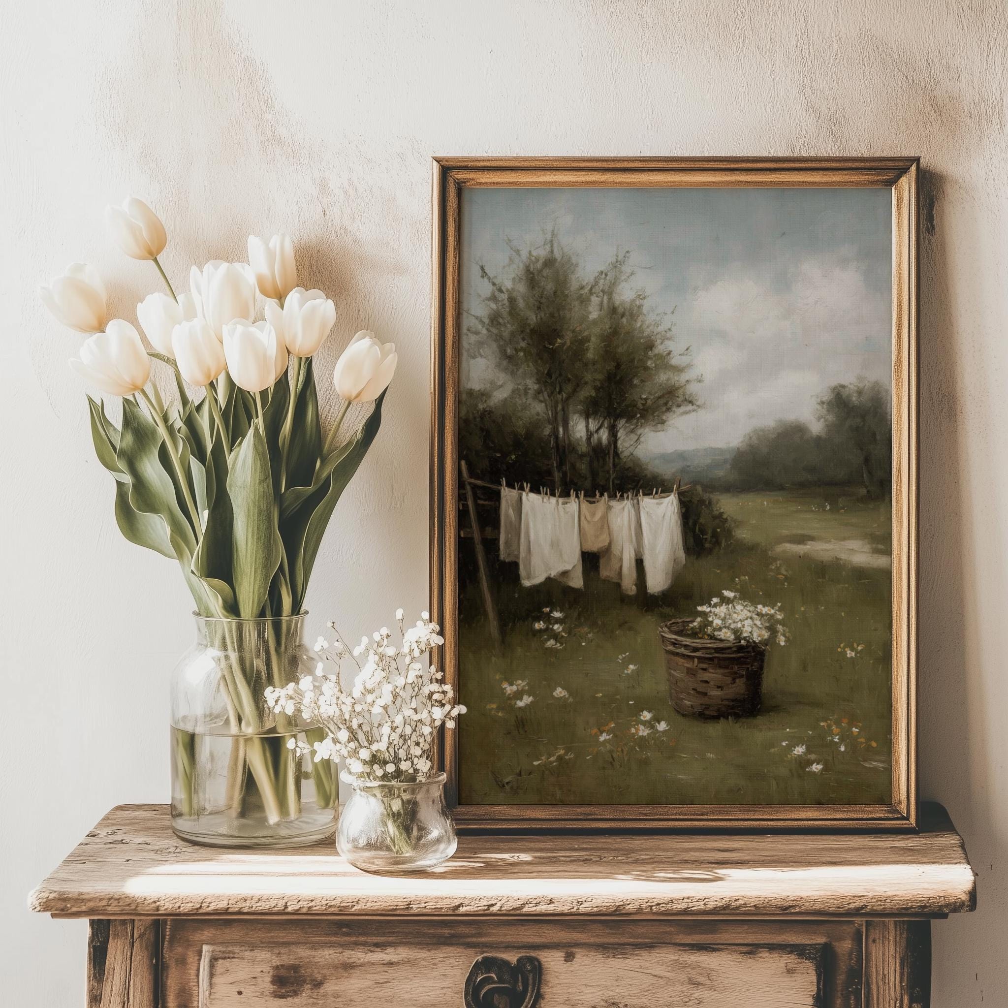 Vintage Farmhouse Gallery Wall Set | Set of 4 Antique Paintings ...