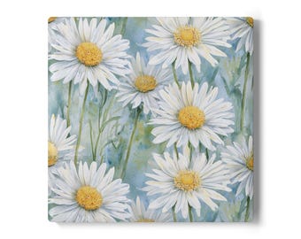 Floral Daisy Ceramic Coaster Set – Spring Tableware, Housewarming Gift