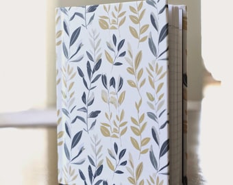 Gold & Blue Floral Hardcover Journal, Gift for Writers