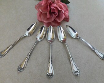 5 Antique L.E. Lambert & Co 1899 Heavy Silver Plated Grapefruit Spoons Silver Plate Victorian
