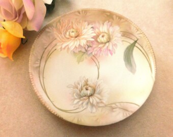 Antique R.S. Germany Dahlia Cabinet Decorative Plate 8.25 Inch Transferware Floral Gold Gilt Porcelain China Art Deco