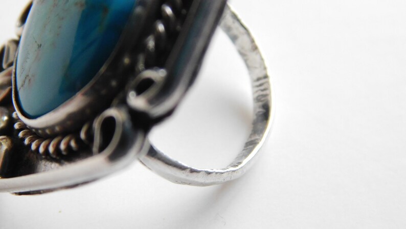 Vintage 1.25inch Mount Navajo Native American Indian Turquoise Ring Size 6 Southwest