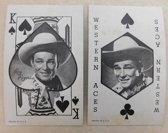 Original 1940s - 1950s Roy Rogers Western Ace & King Penny Arcade Vending Machine Exhibit Supply Card LOT Vintage Set Singer Cowboy