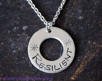 Resilient Charm Necklace, Inspiration Necklace, Inspirational Jewelry, Encouragement Jewelry