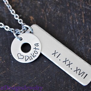 Custom Roman Numeral Date Necklace, Anniversary Date Jewelry, Personalized Name and Date Jewelry image 7