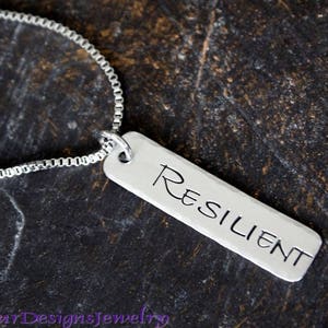 Resilient Charm Necklace, Encouragement Jewelry, Inspirational Jewelry, Recovery Jewelry