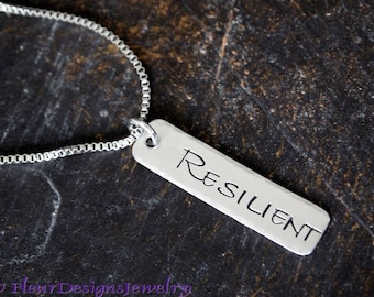 Resilient Charm Necklace, Encouragement Jewelry, Inspirational Jewelry, Recovery Jewelry