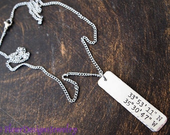 Latitude and Longitude Jewelry, Custom Coordinates Necklace, Coordinates Necklace