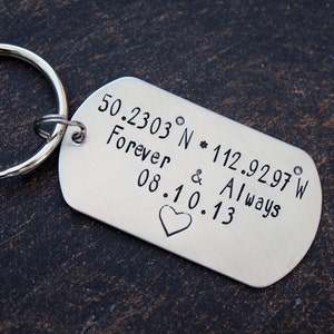 Custom Dog Tag Keychain, Custom Message Hand Stamped Key Chain, Custom Quote Dog Tag Key Chain