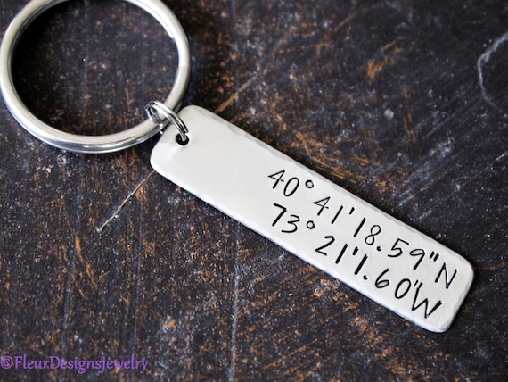 Latitude and Longitude Key Chain Coordinates Keychain Latitude