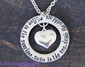 Live in the Sunshine- Ralph Waldo Emerson Quote Necklace, Nature Lover Necklace