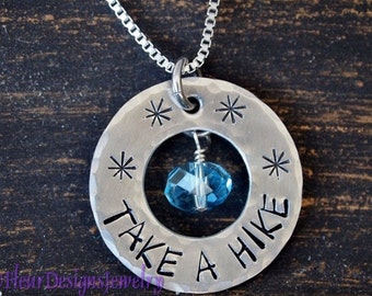 TAKE A HIKE Necklace, Jewelry for Hikers, Inspirational Jewelry