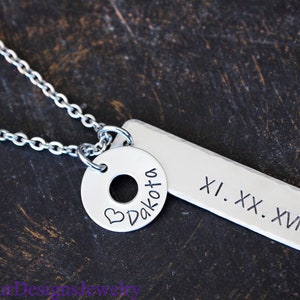 Custom Roman Numeral Date Necklace, Anniversary Date Jewelry, Personalized Name and Date Jewelry image 6