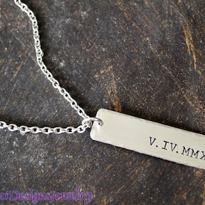 Roman Numeral Date Pendant, Roman Numeral Jewelry, Hand Stamped Date Pendant