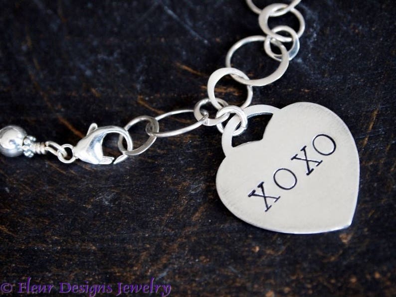 XOXO Heart Charm Bracelet I Love You Silver Charm Bracelet Etsy