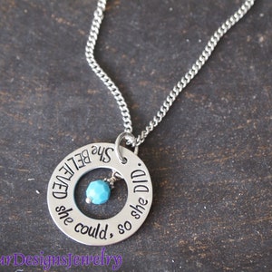 She BELIEVED She Could Charm Necklace, Inspirational Jewelry, Graduation Jewelry
