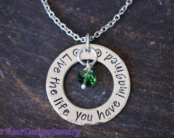 Inspirational Jewelry, Live the Life You Have Imagined-- Hand Stamped Necklace, Thoreau Quote Jewelry, Graduation Gift